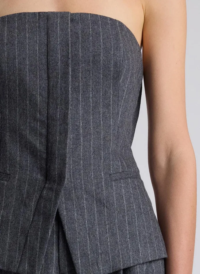 Women Renee Strapless Wool Cashmere Pinstripe Top Grey Melange ALC Tops