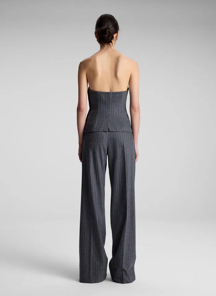 Women Renee Strapless Wool Cashmere Pinstripe Top Grey Melange ALC Tops