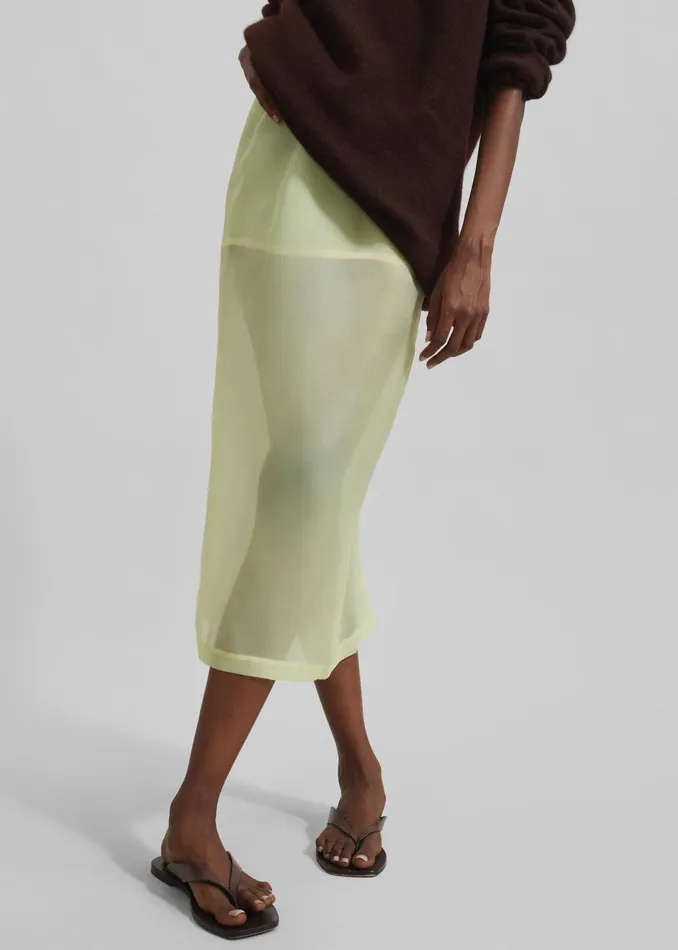Women Renna Organza Midi Skirt 8211 Yellow The Frankie Shop Bottoms