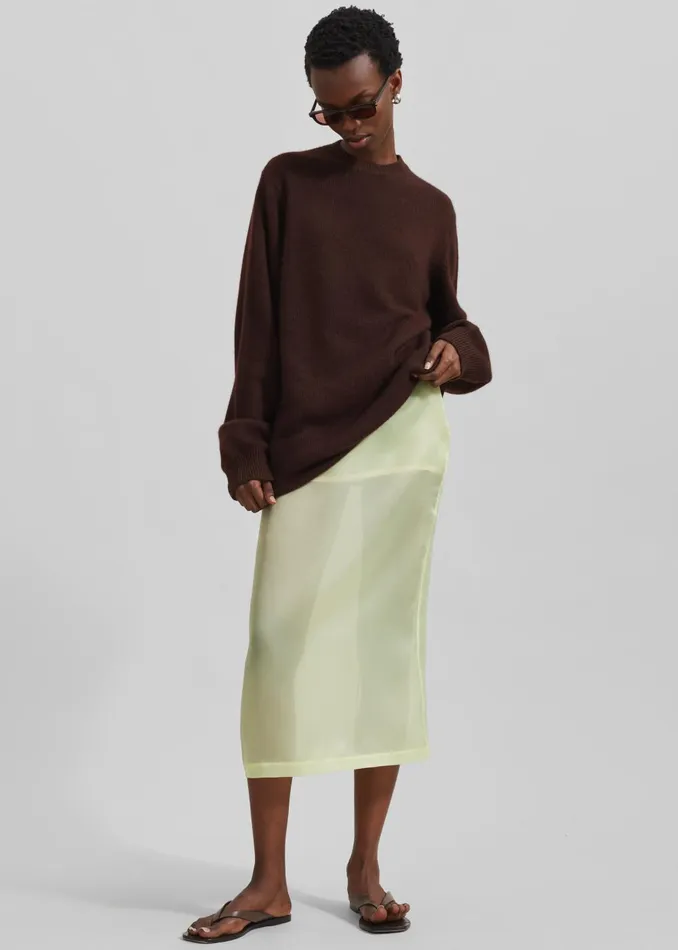 Women Renna Organza Midi Skirt 8211 Yellow The Frankie Shop Bottoms