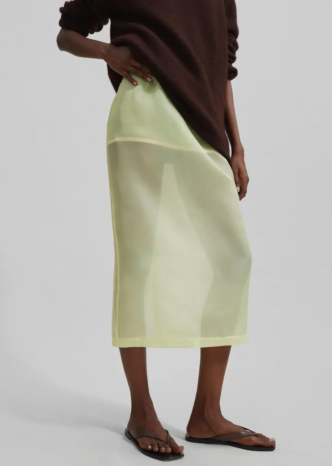 Women Renna Organza Midi Skirt 8211 Yellow The Frankie Shop Bottoms