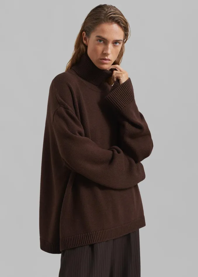 Women Rhea Trapeze Turtleneck 8211 Brown The Frankie Shop Knitwear