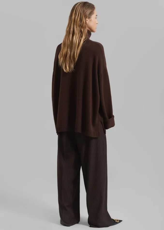 Women Rhea Trapeze Turtleneck 8211 Brown The Frankie Shop Knitwear