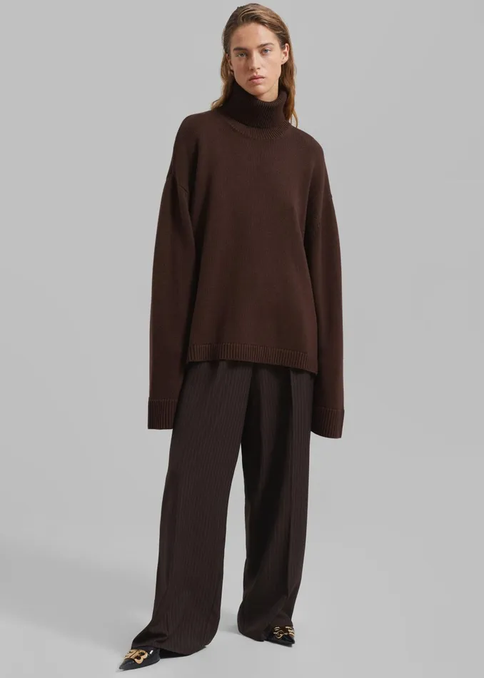 Women Rhea Trapeze Turtleneck 8211 Brown The Frankie Shop Knitwear