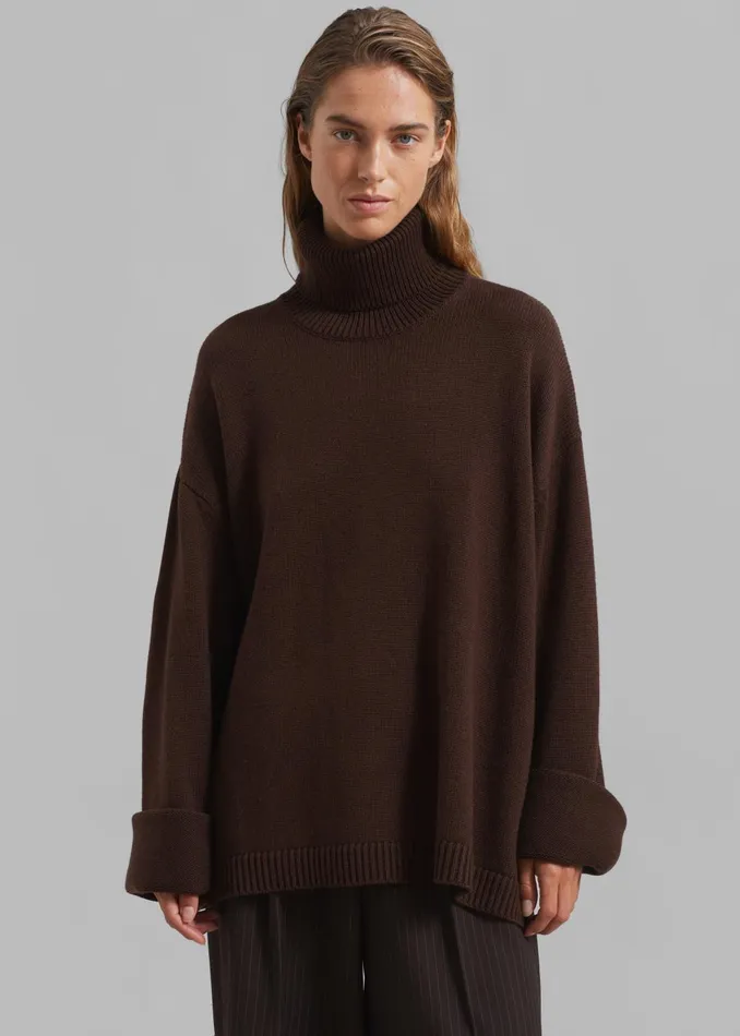 Women Rhea Trapeze Turtleneck 8211 Brown The Frankie Shop Knitwear