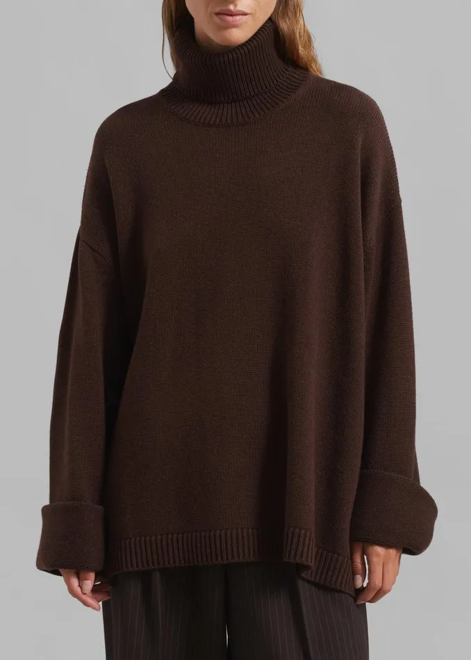 Women Rhea Trapeze Turtleneck 8211 Brown The Frankie Shop Knitwear