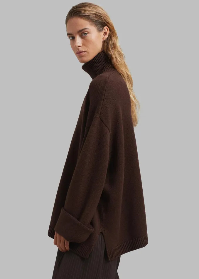 Women Rhea Trapeze Turtleneck 8211 Brown The Frankie Shop Knitwear