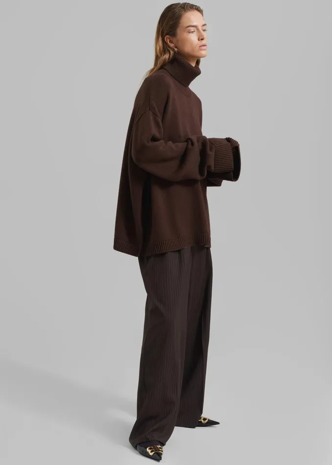 Women Rhea Trapeze Turtleneck 8211 Brown The Frankie Shop Knitwear