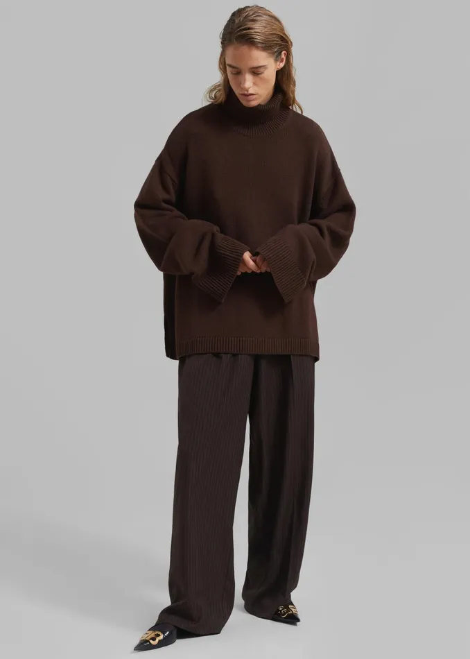 Women Rhea Trapeze Turtleneck 8211 Brown The Frankie Shop Knitwear