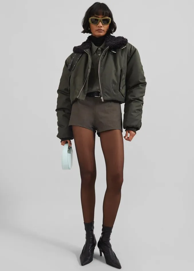 Women Riano Cropped Bomber Jacket 8211 Khaki The Frankie Shop Outerwear