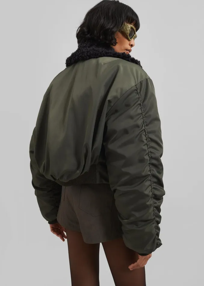 Women Riano Cropped Bomber Jacket 8211 Khaki The Frankie Shop Outerwear