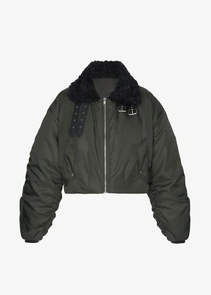 Women Riano Cropped Bomber Jacket 8211 Khaki The Frankie Shop Outerwear