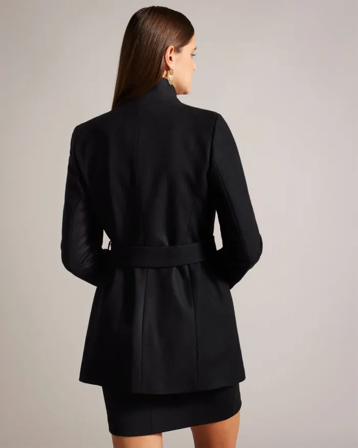 Women ROSESS 8211 Wool Wrap Short Coat Black Ted Baker Coats and Jackets
