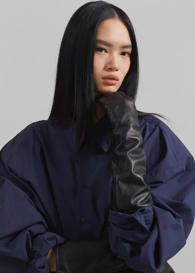 Women Rosvik Long Leather Gloves 8211 Black The Frankie Shop
