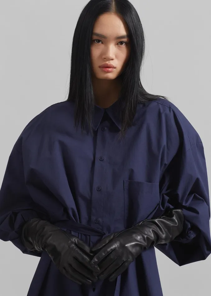 Women Rosvik Long Leather Gloves 8211 Black The Frankie Shop