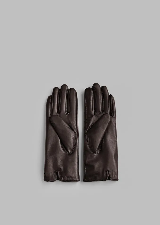 Women Ruby Leather Gloves 8211 Dark Brown The Frankie Shop