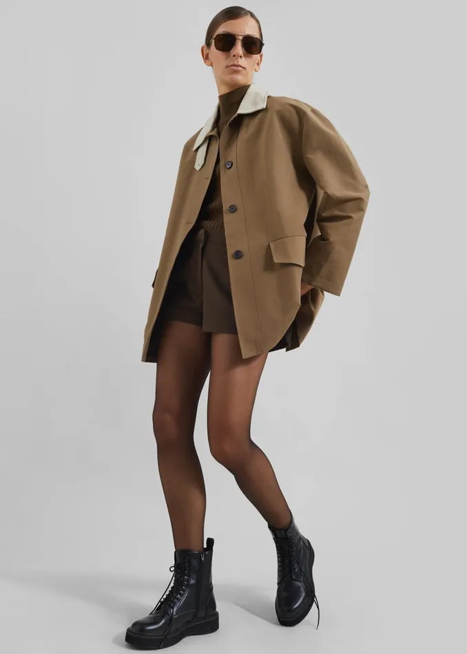 Women Ryker Boxy Jacket 8211 Brown The Frankie Shop Outerwear