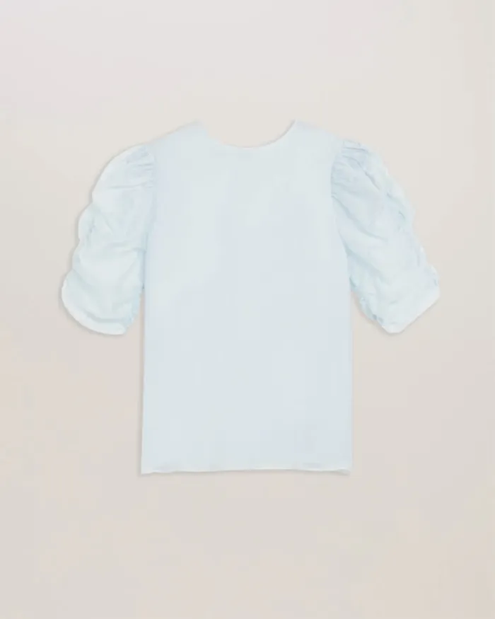 Women SACHIKO 8211 Short Puff Sleeve Organza Top Light Blue Ted Baker Tops and Blouses