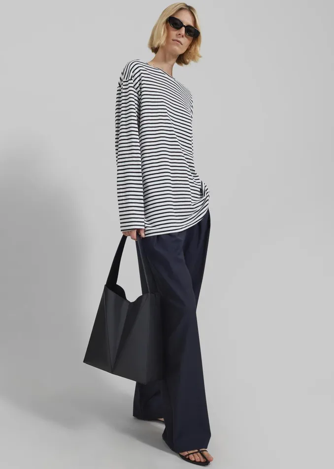 Women Salome Long Sleeve Tee 8211 WhiteBlack Stripe The Frankie Shop Tops