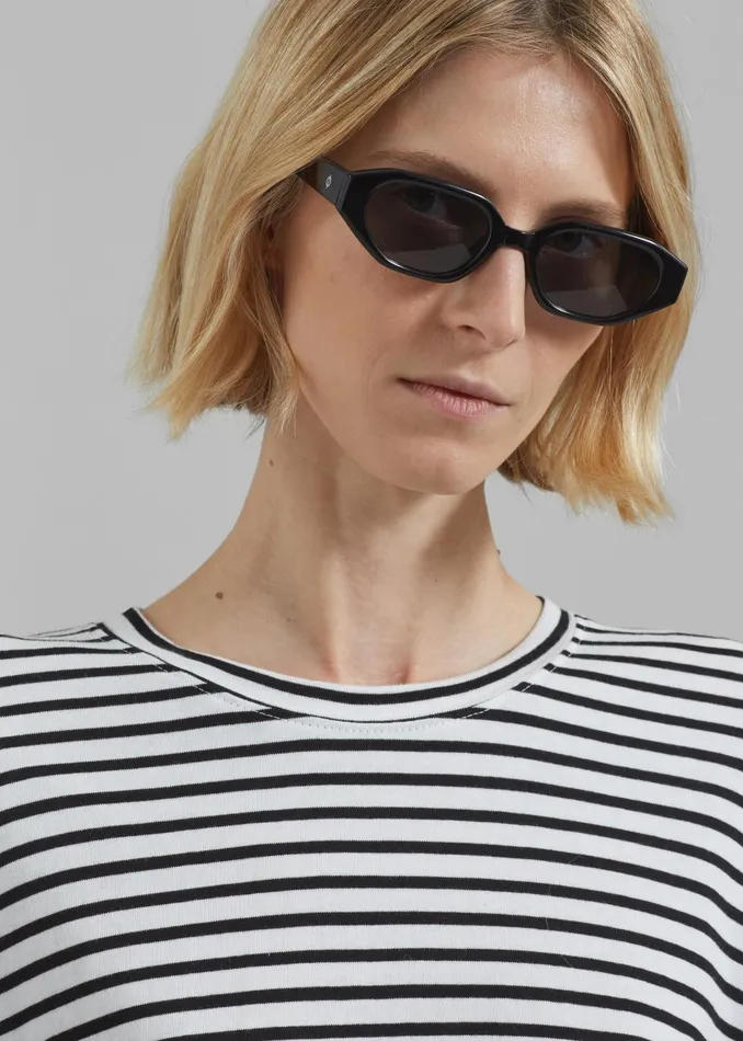 Women Salome Long Sleeve Tee 8211 WhiteBlack Stripe The Frankie Shop Tops