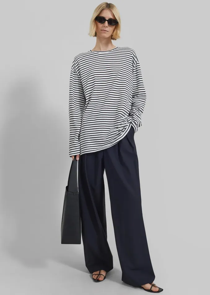Women Salome Long Sleeve Tee 8211 WhiteBlack Stripe The Frankie Shop Tops