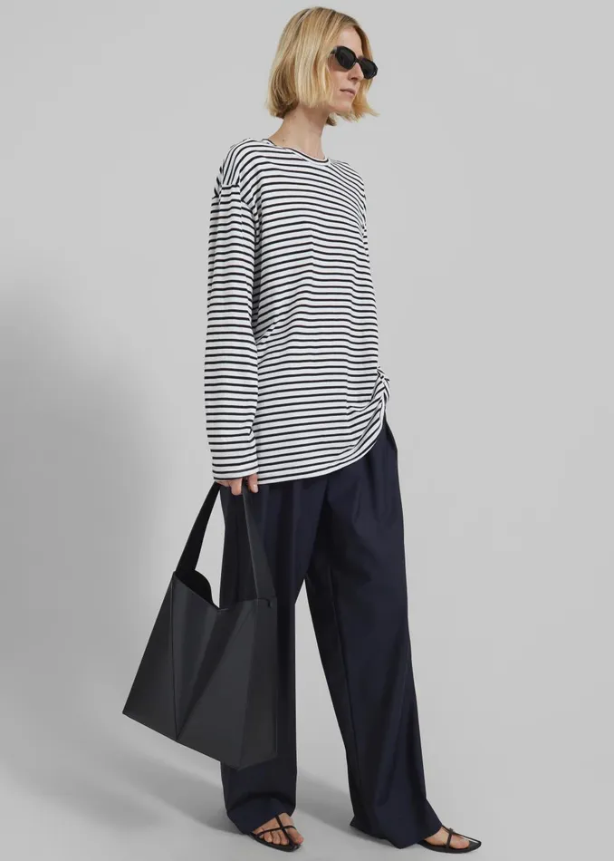 Women Salome Long Sleeve Tee 8211 WhiteBlack Stripe The Frankie Shop Tops