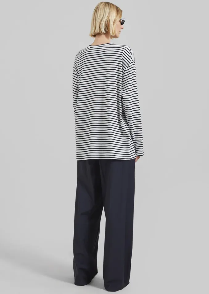 Women Salome Long Sleeve Tee 8211 WhiteBlack Stripe The Frankie Shop Tops