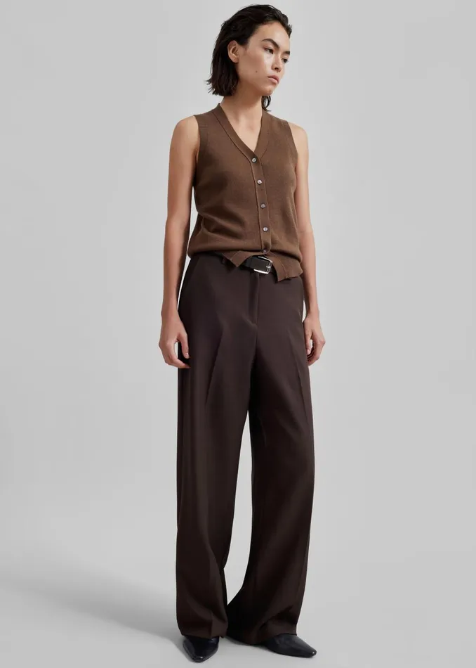 Women Samah Knit Vest 8211 Brown The Frankie Shop Knitwear