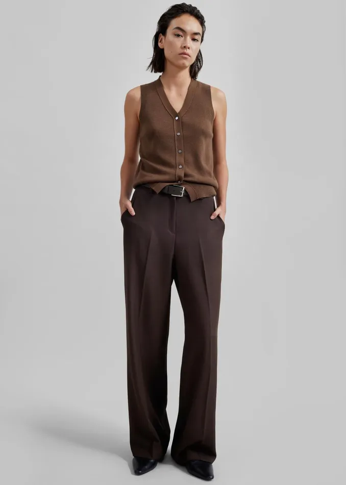 Women Samah Knit Vest 8211 Brown The Frankie Shop Knitwear