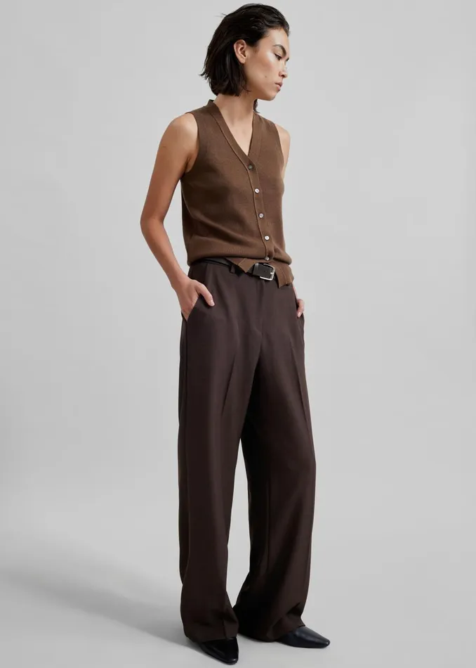 Women Samah Knit Vest 8211 Brown The Frankie Shop Knitwear