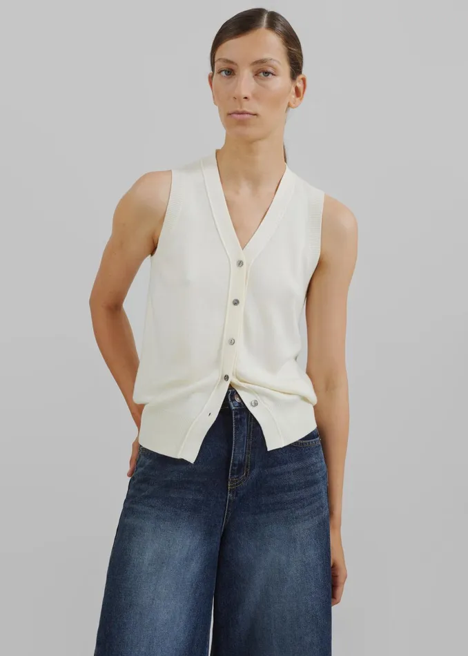 Women Samah Knit Vest 8211 Ivory The Frankie Shop Knitwear