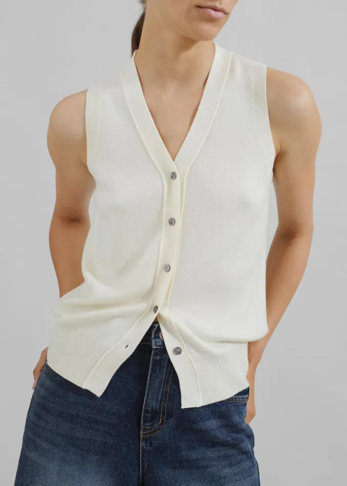 Women Samah Knit Vest 8211 Ivory The Frankie Shop Knitwear