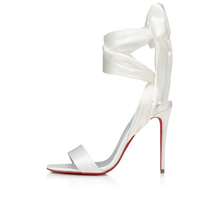 Women Sandale Du Dsert 100 Mm Sandals 8211 Crepe Satin 8211 Off White Christian Louboutin Sandals and Slides
