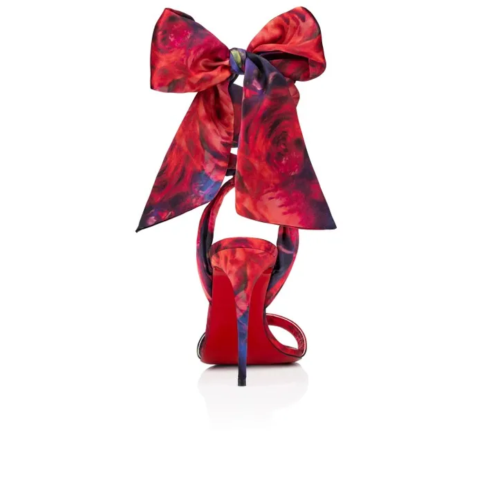 Women Sandale Du Desert 100 Mm Strappy Sandals 8211 Roses Printed Crepe Satin 8211 Multicolor Christian Louboutin Sandals and Slides