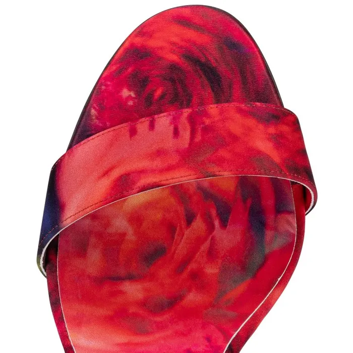 Women Sandale Du Desert 100 Mm Strappy Sandals 8211 Roses Printed Crepe Satin 8211 Multicolor Christian Louboutin Sandals and Slides