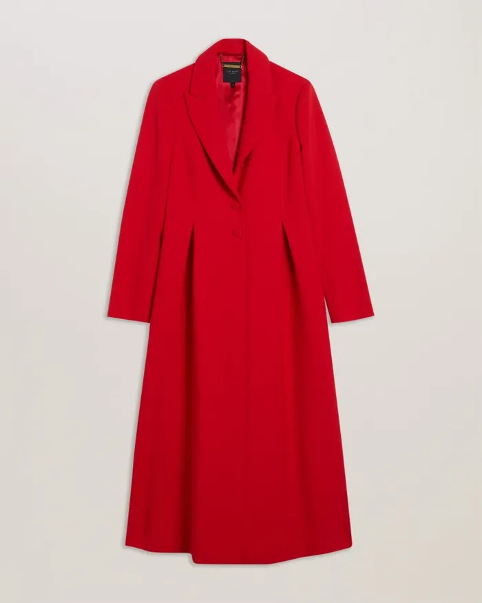 Women SARELA 8211 Longline Peplum Tailored Coat Red Ted Baker Coats and Jackets