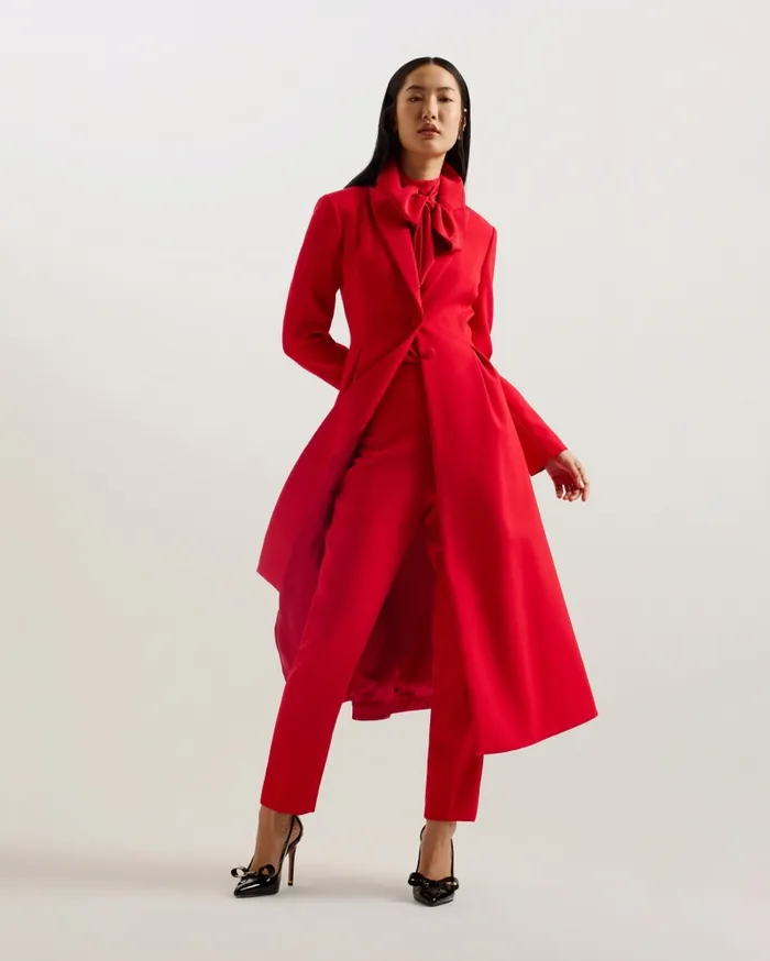 Women SARELA 8211 Longline Peplum Tailored Coat Red Ted Baker Coats and Jackets Women SARELA 8211 Longline Peplum Tailored Coat Red Ted Baker Coats and Jackets