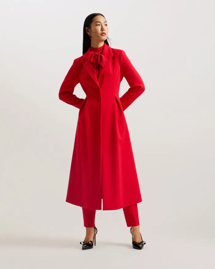 Women SARELA 8211 Longline Peplum Tailored Coat Red Ted Baker Coats and Jackets Women SARELA 8211 Longline Peplum Tailored Coat Red Ted Baker Coats and Jackets