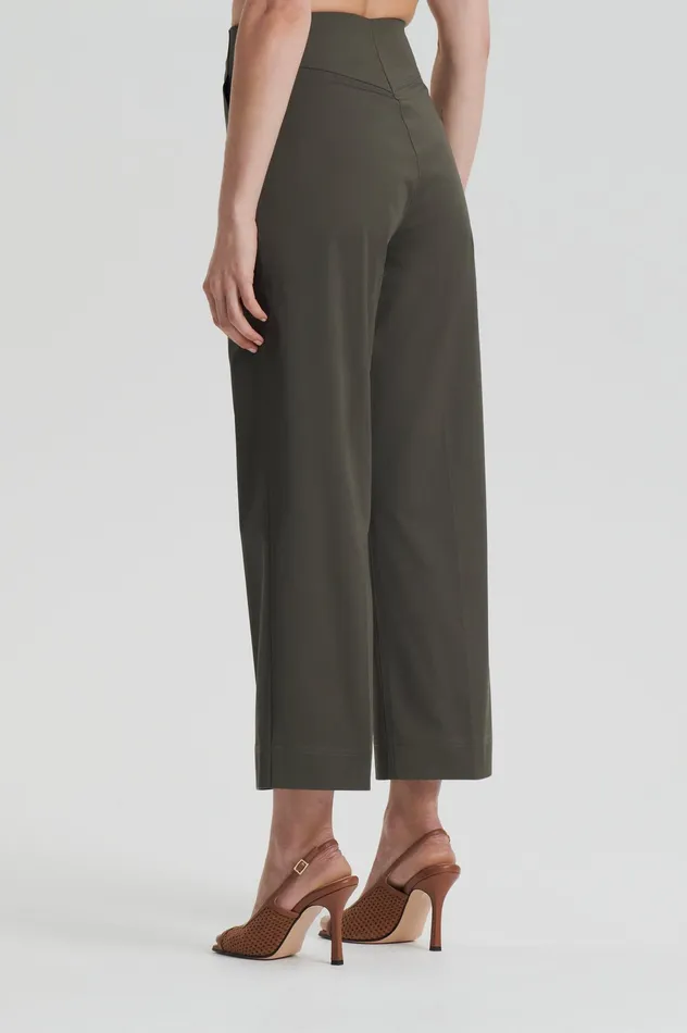 Women SATEEN CROPPED WIDE LEG TROUSER KHAKI Trousers Scanlan Theodore Women SATEEN CROPPED WIDE LEG TROUSER KHAKI Trousers Scanlan Theodore