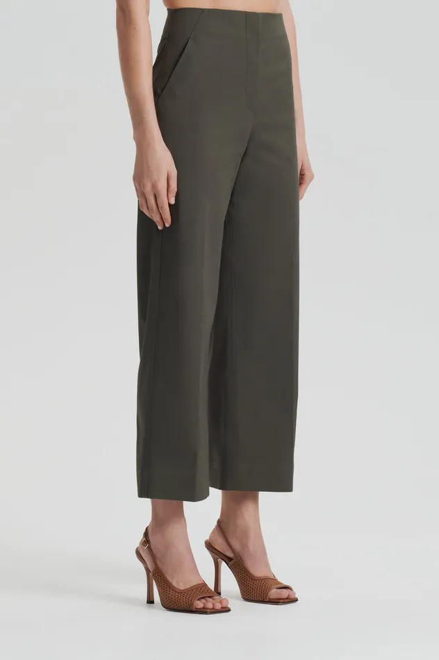 Women SATEEN CROPPED WIDE LEG TROUSER KHAKI Trousers Scanlan Theodore Women SATEEN CROPPED WIDE LEG TROUSER KHAKI Trousers Scanlan Theodore
