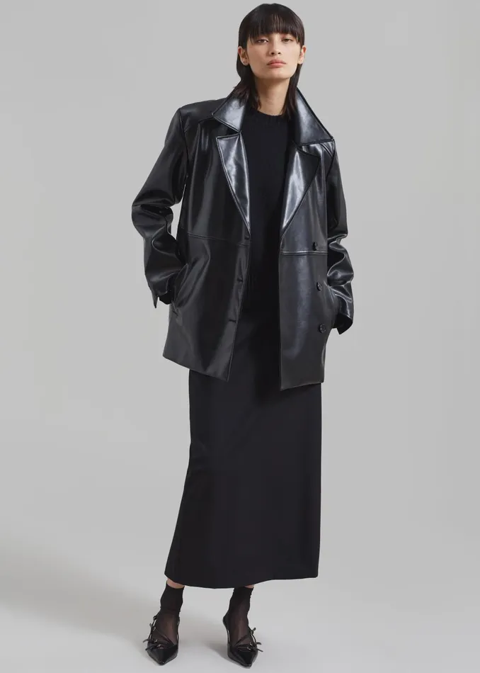 Women Sawyer Faux Leather Jacket 8211 Black The Frankie Shop Outerwear