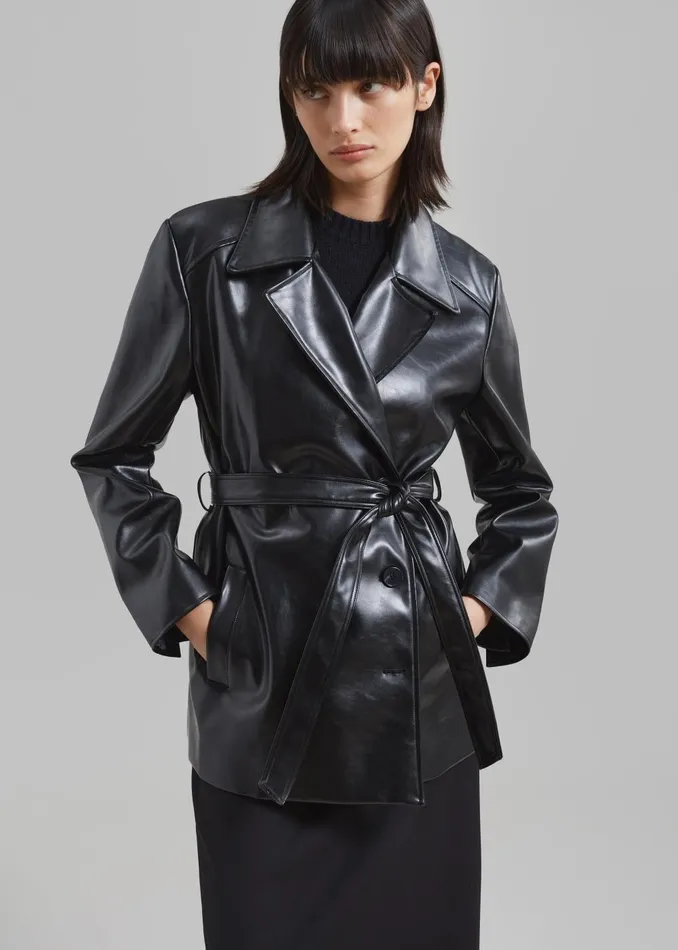 Women Sawyer Faux Leather Jacket 8211 Black The Frankie Shop Outerwear