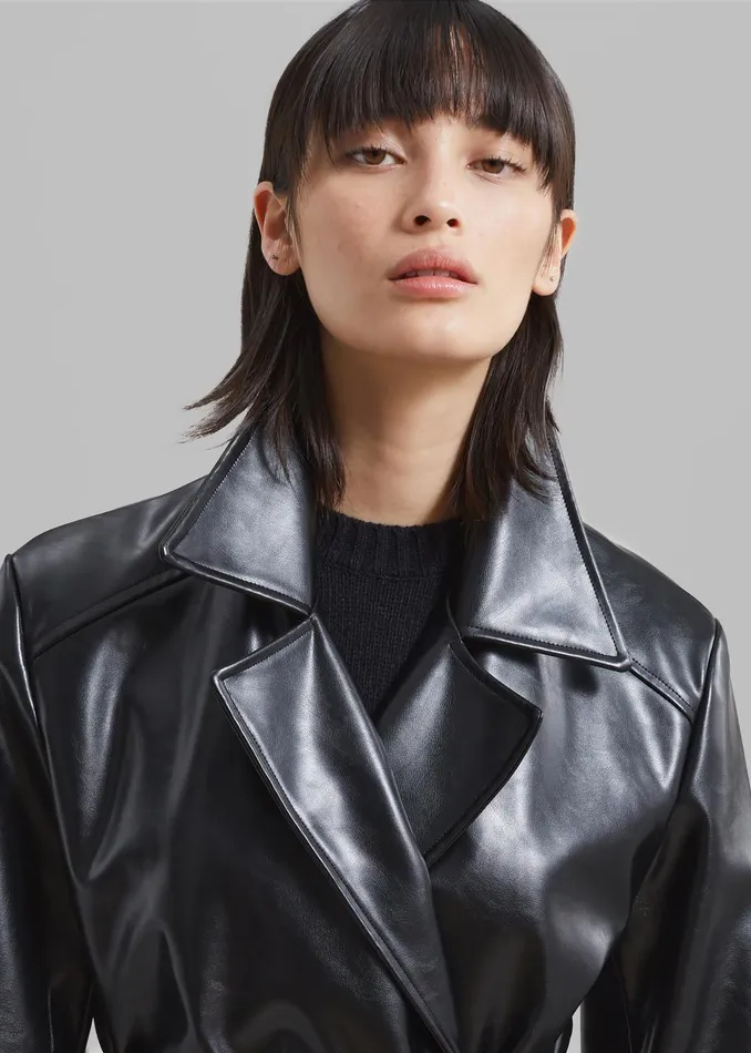 Women Sawyer Faux Leather Jacket 8211 Black The Frankie Shop Outerwear
