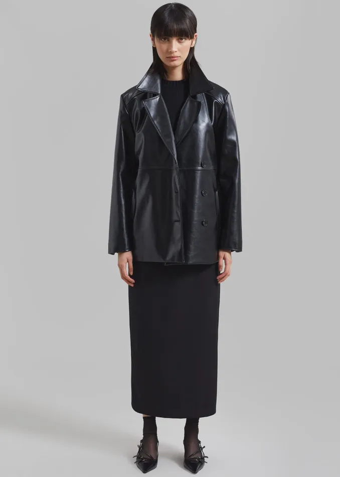 Women Sawyer Faux Leather Jacket 8211 Black The Frankie Shop Outerwear