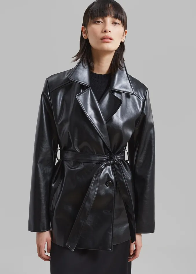Women Sawyer Faux Leather Jacket 8211 Black The Frankie Shop Outerwear