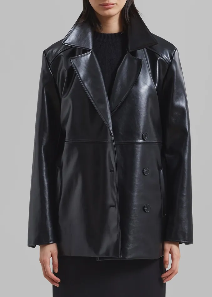 Women Sawyer Faux Leather Jacket 8211 Black The Frankie Shop Outerwear
