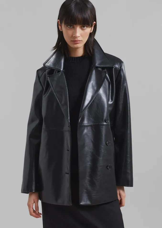 Women Sawyer Faux Leather Jacket 8211 Black The Frankie Shop Outerwear