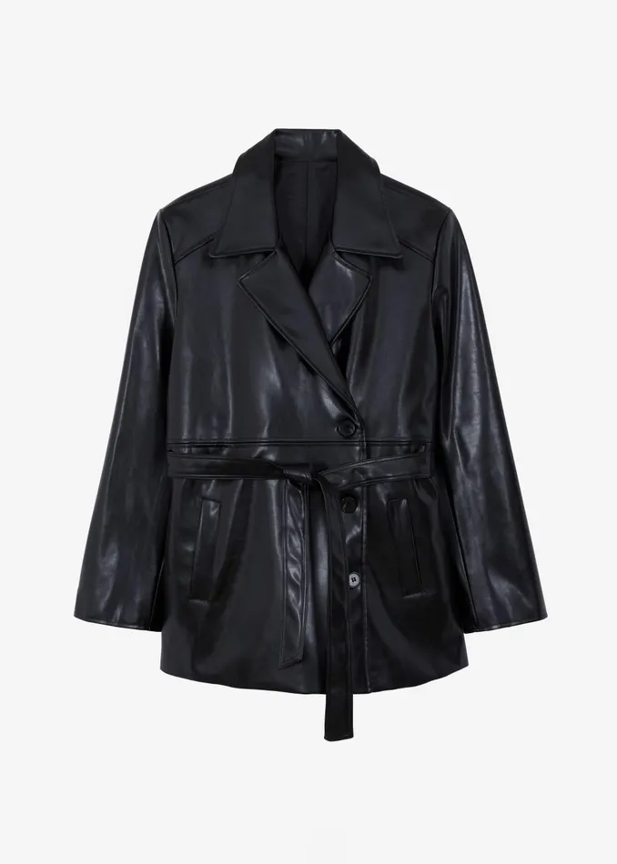 Women Sawyer Faux Leather Jacket 8211 Black The Frankie Shop Outerwear