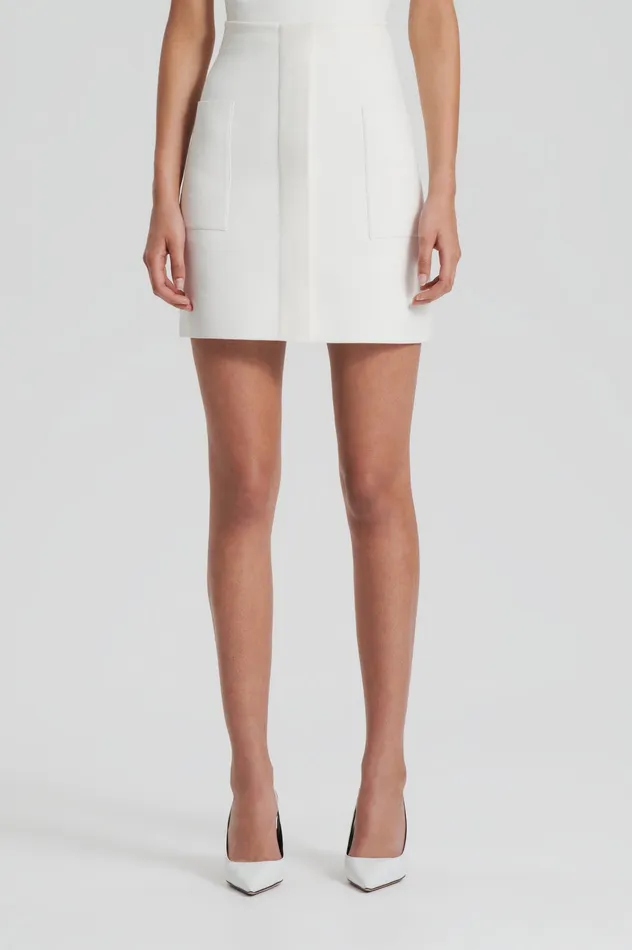 Women Scanlan Theodore CREPE KNIT POCKET MINI SKIRT CREAM Skirts