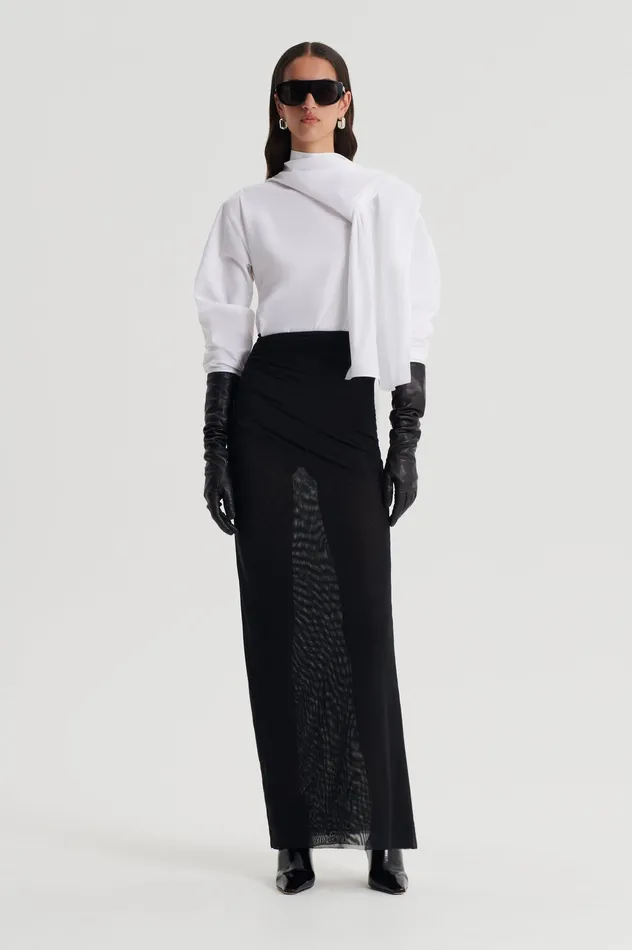 Women Scanlan Theodore PARACHUTE COTTON CRAVAT SHIRT WHITE Shirts
